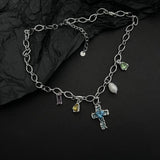 Wind Hip Hop Retro Pearl Necklace Christian Cross Clavicle Chain