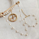 Pearl Choker Necklace Stainless Steel Chain