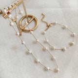 Pearl Choker Necklace Stainless Steel Chain
