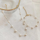 Pearl Choker Necklace Stainless Steel Chain