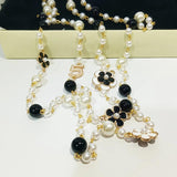 Long Pearl Necklace Double Layer Pendant Sweater Chain
