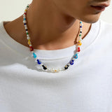 Y2K Colorful Flower Pattern Acrylic Bead Necklace Choker