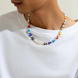 Y2K Colorful Flower Pattern Acrylic Bead Necklace Choker