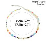 Y2K Colorful Flower Pattern Acrylic Bead Necklace Choker