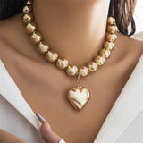Boho Heart Pendant Double Layered Pearl Locket Necklace