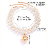 Boho Heart Pendant Double Layered Pearl Locket Necklace