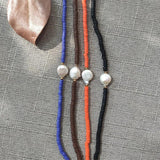 Women Rainbow Flat Pearl Necklace Party Boho