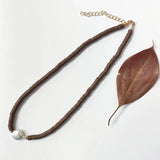 Women Rainbow Flat Pearl Necklace Party Boho
