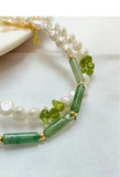 Green Jade Pearl Necklace - Delicate Clavicle Chain