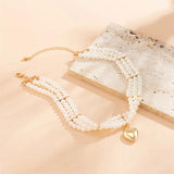 Baroque Pearl Heart Pendant Necklace for Women Short Necklac