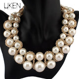 Pearl Necklace Chain Cross Big Beads Choker Statement Jewelry For Women