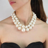Pearl Necklace Chain Cross Big Beads Choker Statement Jewelry For Women