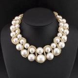 Pearl Necklace Chain Cross Big Beads Choker Statement Jewelry For Women