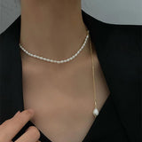 Minar Freshwater Pearl Necklace for Women Baroque Pearls Long Tassel Choker