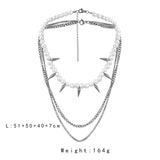 Triple Layer Men Pearl Stab Pendant Necklace Choker Hiphop Stuff