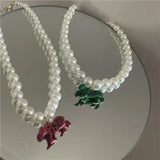 Pearl Short Animal Pendant Necklace for Women