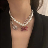Pearl Short Animal Pendant Necklace for Women