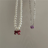 Pearl Short Animal Pendant Necklace for Women