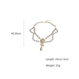 Bowknot Choker Necklace Oval Pearl Jewelry for Women