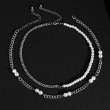 Pearl Beads Chain Choker Necklace Men Jewelry Cuban Link Chain