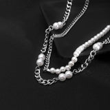 Pearl Beads Chain Choker Necklace Men Jewelry Cuban Link Chain