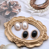 Rhinestone Choker Necklace Double Pearls Short Party Jewelry