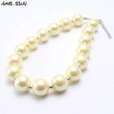Girls Kids Pearl Beaded Necklace Chunky Jewelry 1Pcs