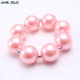Girls Kids Pearl Beaded Necklace Chunky Jewelry 1Pcs