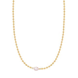 French Freshwater Pearl Bead Chain Necklace Stainless Steel 18k Plated