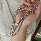 Grey Pearl Beads Chain Necklaces for Women Choker Necklace Anniversary Gift