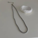Grey Pearl Beads Chain Necklaces for Women Choker Necklace Anniversary Gift