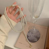 Heart Collar Simulated Pearl Necklace For Women