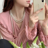 Heart Collar Simulated Pearl Necklace For Women