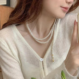 Heart Collar Simulated Pearl Necklace For Women
