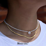 Mother of Pearl Smile Choker Shell Beads Necklace Stainless Steel Happy