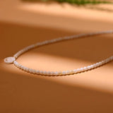 Mother of Pearl Smile Choker Shell Beads Necklace Stainless Steel Happy