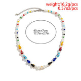 Boho Flower Bead Chain Necklace Men Punk Choker