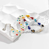 Boho Flower Bead Chain Necklace Men Punk Choker