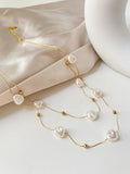Peri'sBox Double Layered Pearl Necklace Stainless Steel