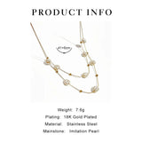 Peri'sBox Double Layered Pearl Necklace Stainless Steel