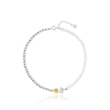 Candy Crystal Round Pearls Thick Chain Necklace For Women Girl Jewelry
