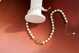 Pearl Beads Chain with Letter Pendants Necklace Men Beaded Choker