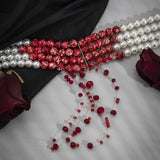 4 Strand Bloody Pearl Layered Gothic Choker Necklace