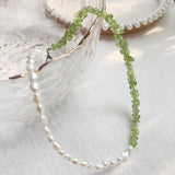 Baroque Natural Pearl Necklace Peridots Stone Choker
