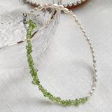 Baroque Natural Pearl Necklace Peridots Stone Choker