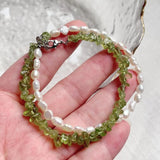 Baroque Natural Pearl Necklace Peridots Stone Choker