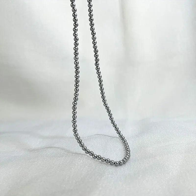 Dark Grey 4mm Shell Pearl Necklace