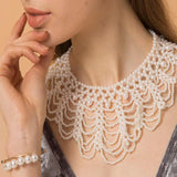 Sweet Braided Chain Pearls Necklace for Women