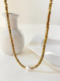 Gold-Plate Hematite Bead Necklace with Simulate Pearl Modern Jewelry