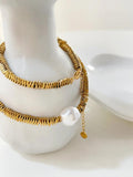 Gold-Plate Hematite Bead Necklace with Simulate Pearl Modern Jewelry